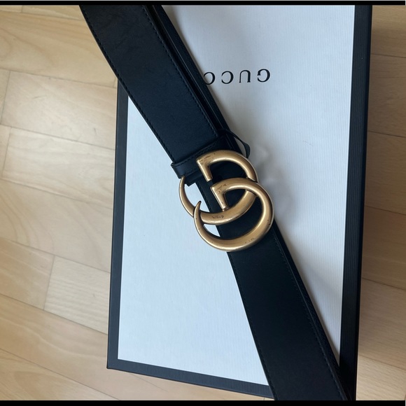 Authentic Gucci double G leather belt main image 2